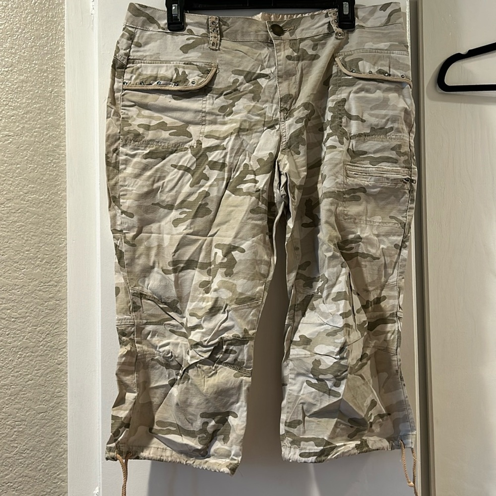 Camo capris with rhinestones